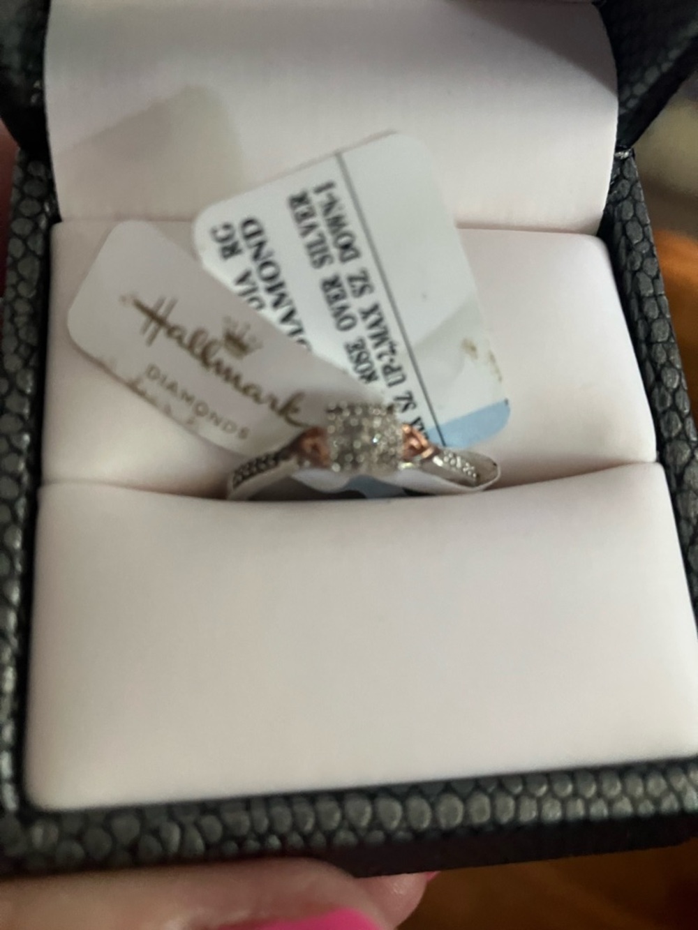 Hallmark Silver Ring with Rose Gold Accent and White Diamonds